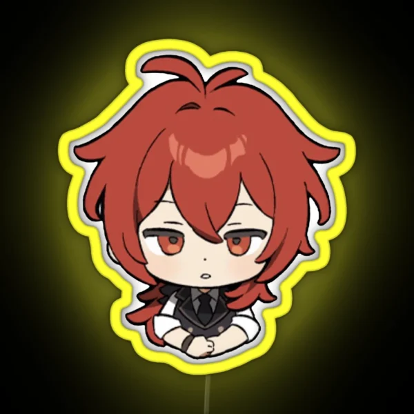 Chibi Diluc Genshin Impact RGB Neon Sign