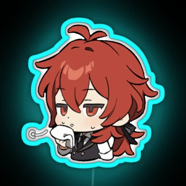 Chibi Diluc Genshin Impact RGB Neon Sign