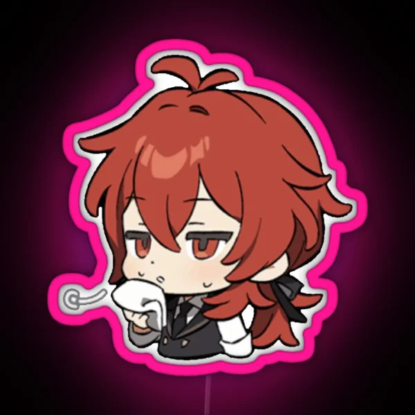 Chibi Diluc Genshin Impact RGB Neon Sign