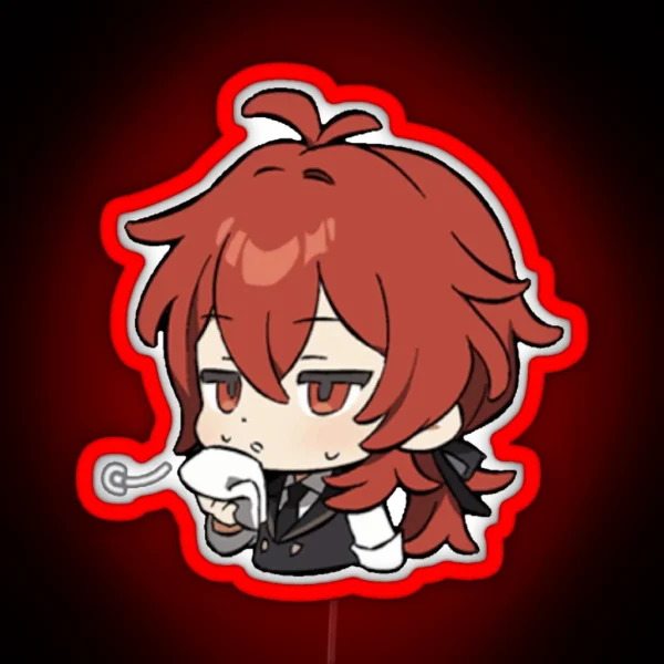 Chibi Diluc Genshin Impact RGB Neon Sign