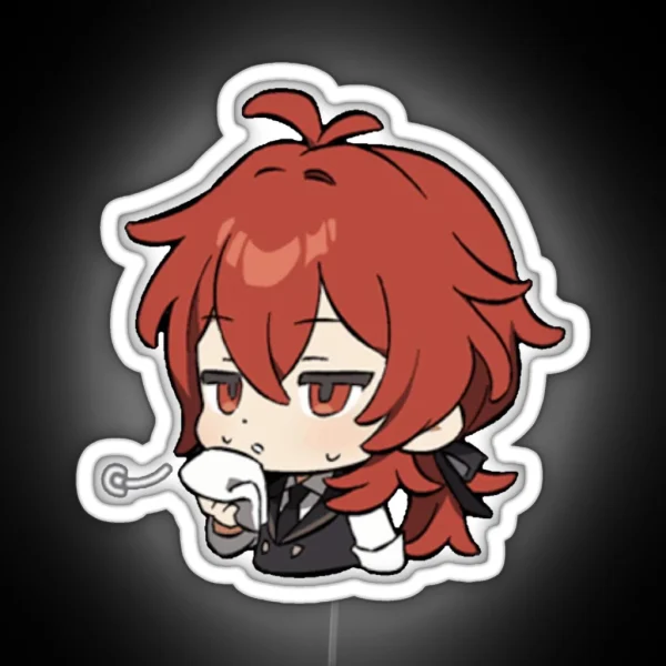 Chibi Diluc Genshin Impact RGB Neon Sign