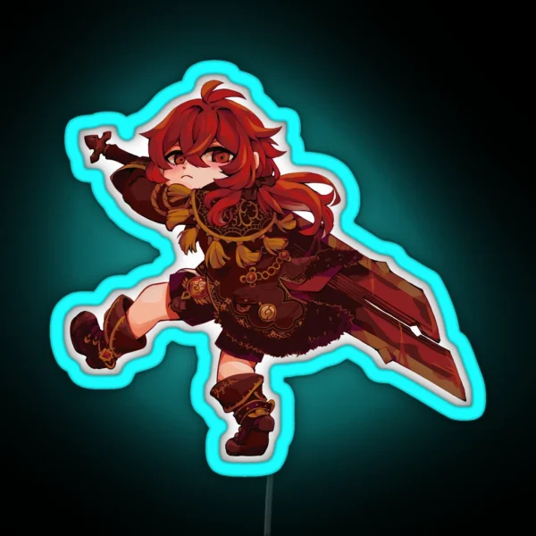 Chibi Diluc RGB Neon Sign