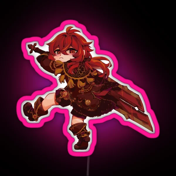 Chibi Diluc RGB Neon Sign