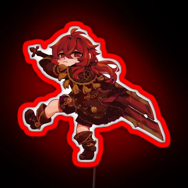 Chibi Diluc RGB Neon Sign
