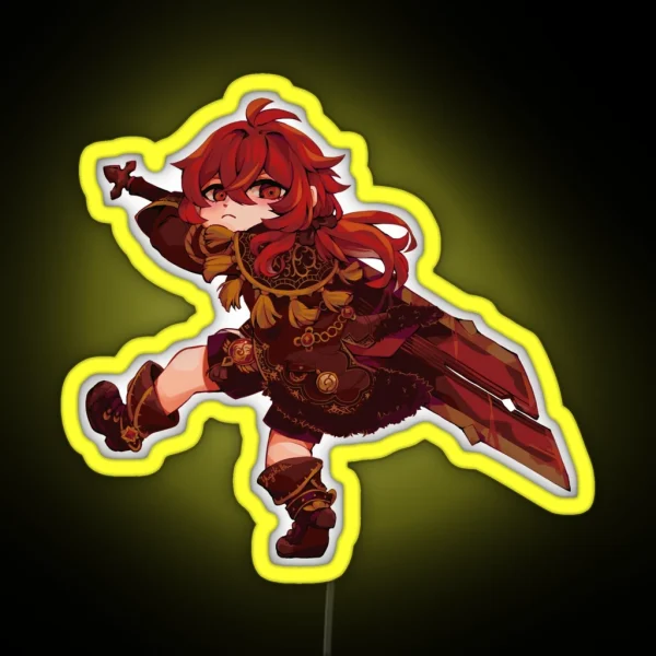 Chibi Diluc RGB Neon Sign