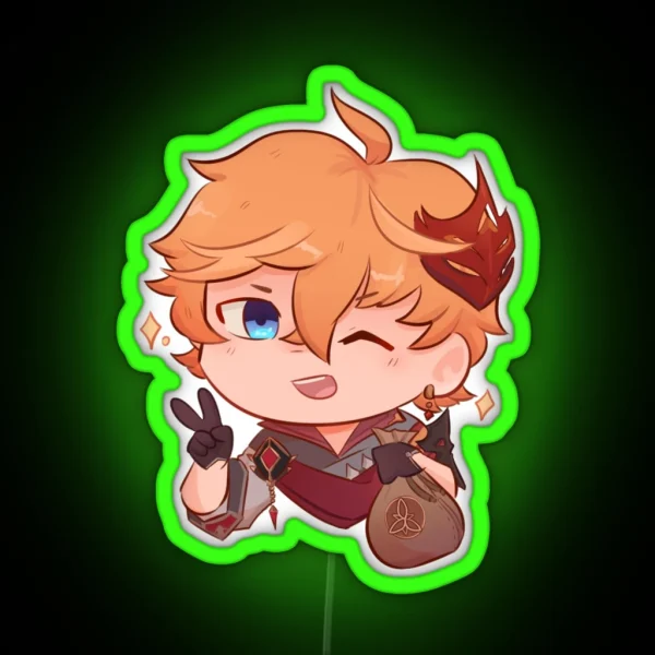 Chibi Mora Childe Tartaglia RGB Neon Sign