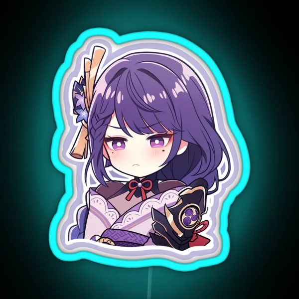 Chibi Raiden Shogun Genshin Impact RGB Neon Sign