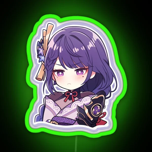 Chibi Raiden Shogun Genshin Impact RGB Neon Sign