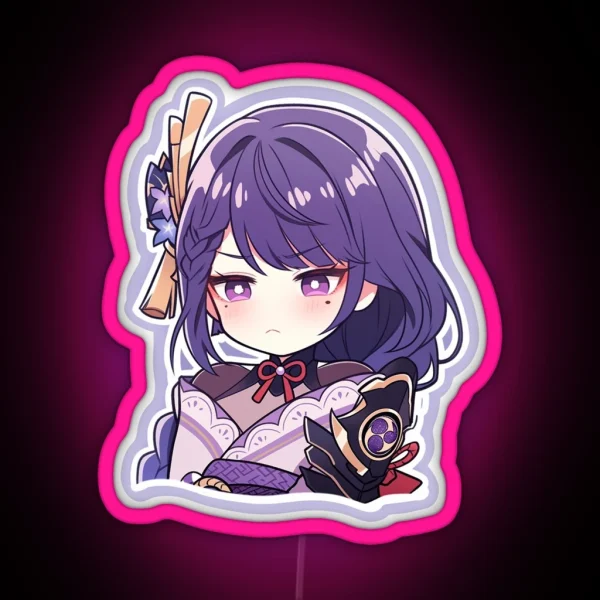 Chibi Raiden Shogun Genshin Impact RGB Neon Sign