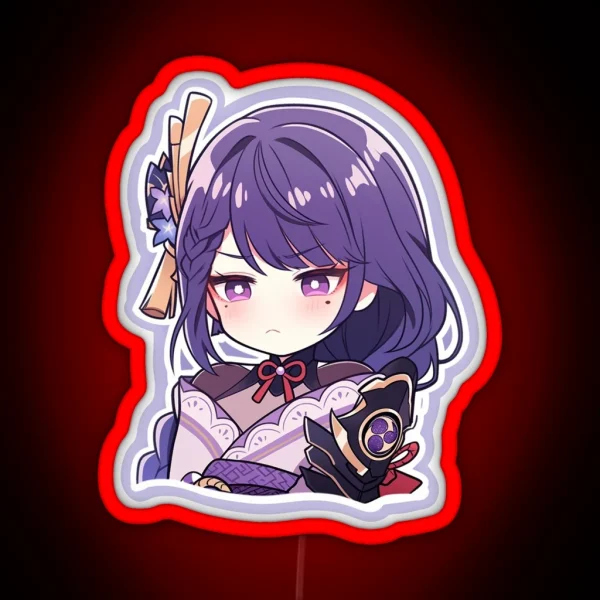 Chibi Raiden Shogun Genshin Impact RGB Neon Sign