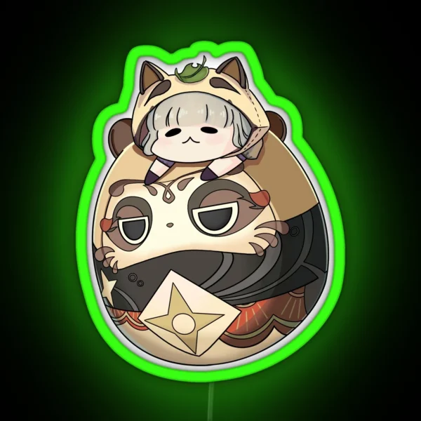 Chibi Sayu Genshin Impact Tanuki Led RGB Neon Sign