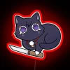 Whimsical Chibi Scarab Cat in Vibrant RGB Neon Artwork Display