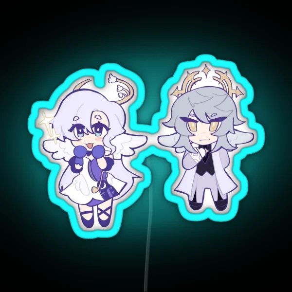Chibi Sunday And Robin Honkai Star Rail RGB Neon Sign
