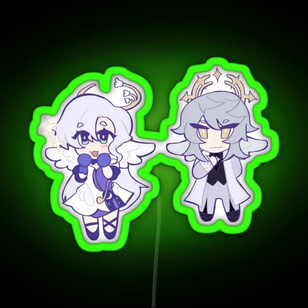 Chibi Sunday And Robin Honkai Star Rail RGB Neon Sign