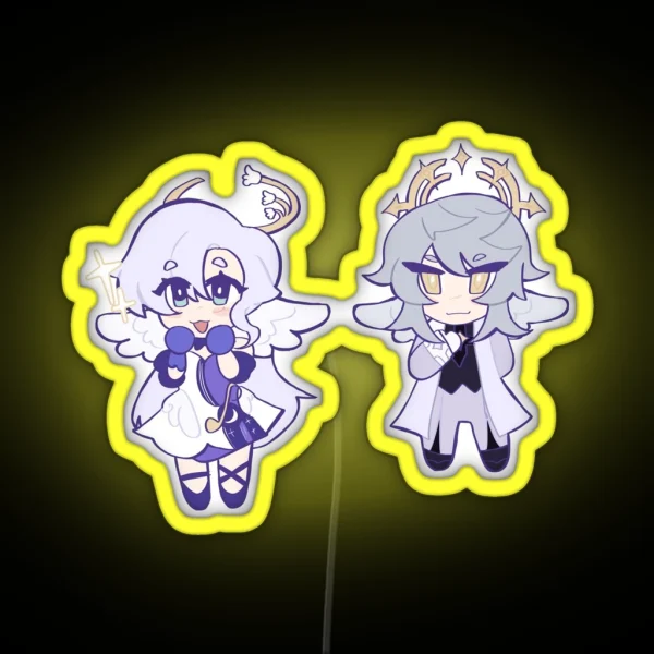 Chibi Sunday And Robin Honkai Star Rail RGB Neon Sign