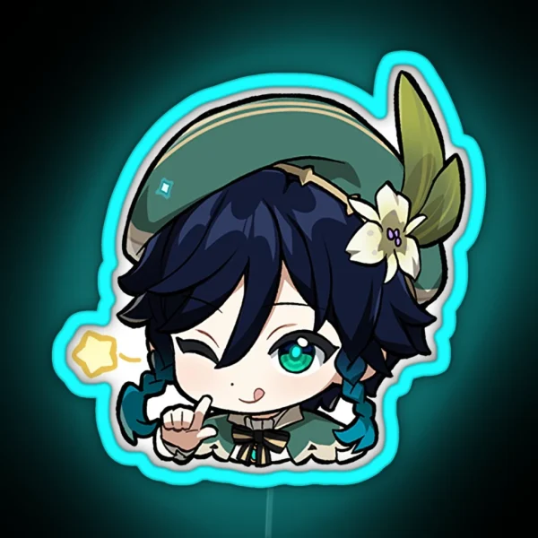 Chibi Venti Genshin Impact RGB Neon Sign