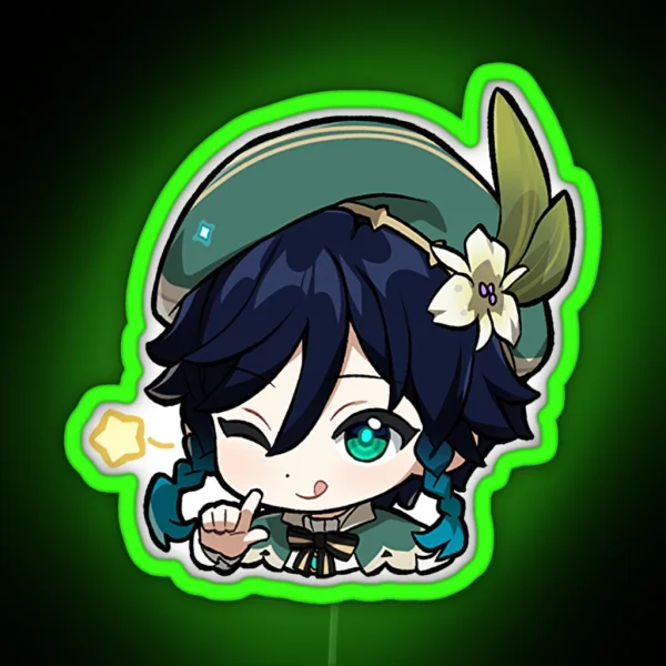 Chibi Venti Genshin Impact RGB Neon Sign