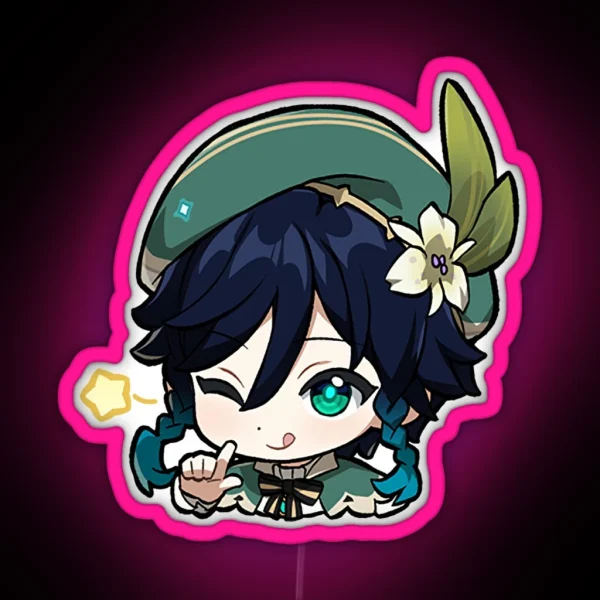 Chibi Venti Genshin Impact RGB Neon Sign