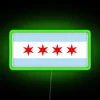Vibrant Chicago City Pride Neon Sign with Red Green Blue Colors