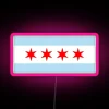 Vintage Chicago flag design RGB LED neon art canvas display
