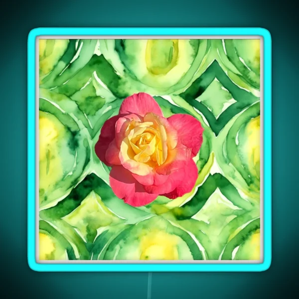 Chicago Peace Rose On Green Pattern RGB Neon Sign