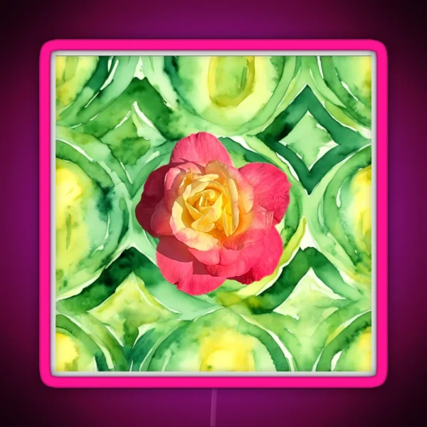 Chicago Peace Rose On Green Pattern RGB Neon Sign