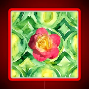 Chicago Peace Rose On Green Pattern RGB Neon Sign