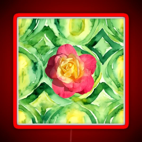 Chicago Peace Rose On Green Pattern RGB Neon Sign