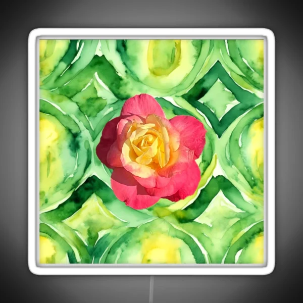Chicago Peace Rose On Green Pattern RGB Neon Sign