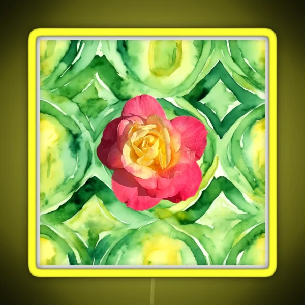 Chicago Peace Rose On Green Pattern RGB Neon Sign