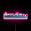 Chicago Cityscape Illuminated in Vibrant RGB Neon Light Sign Design