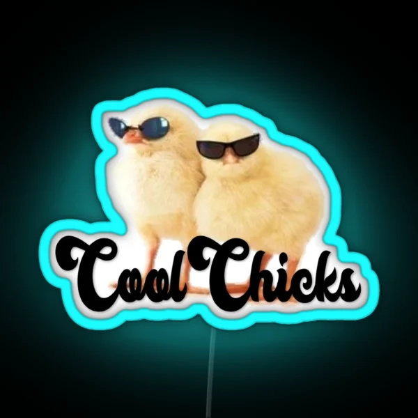 Chickadees With Sunglasses RGB Neon Sign