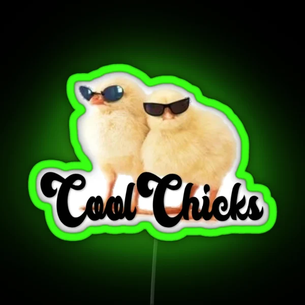 Chickadees With Sunglasses RGB Neon Sign