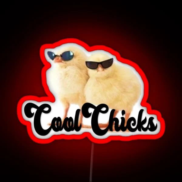 Chickadees With Sunglasses RGB Neon Sign