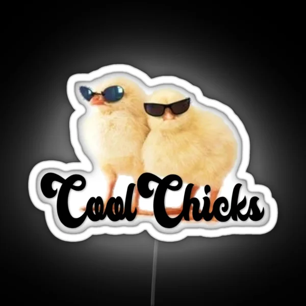 Chickadees With Sunglasses RGB Neon Sign