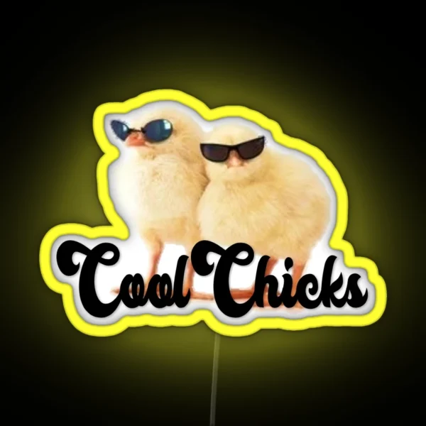 Chickadees With Sunglasses RGB Neon Sign