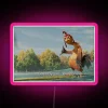 Vibrant, colorful sign featuring a stylized Chicken Joe logo