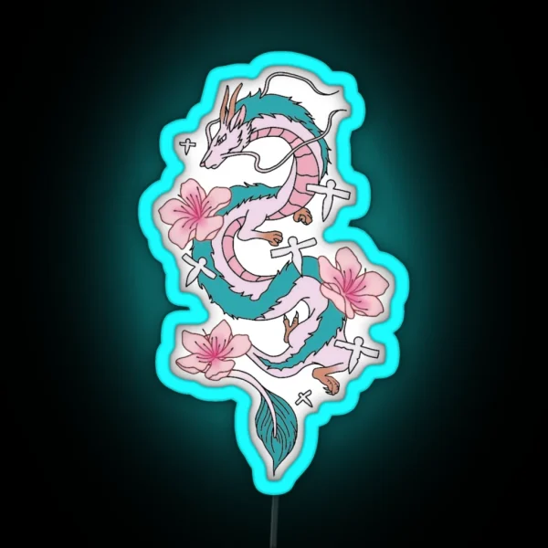 Chihiro Spirited Away Haku Dragon With Paper RGB Neon Sign