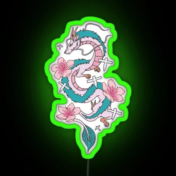 Chihiro Spirited Away Haku Dragon With Paper RGB Neon Sign