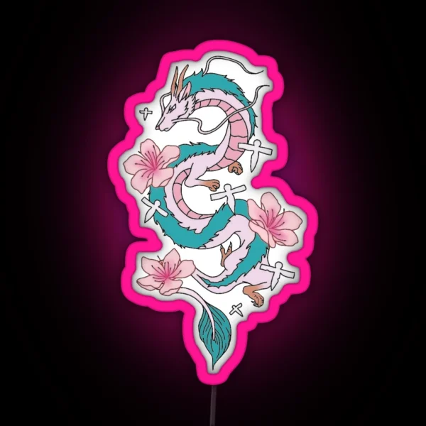 Chihiro Spirited Away Haku Dragon With Paper RGB Neon Sign
