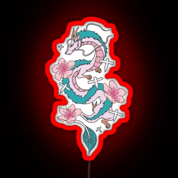 Chihiro Spirited Away Haku Dragon With Paper RGB Neon Sign
