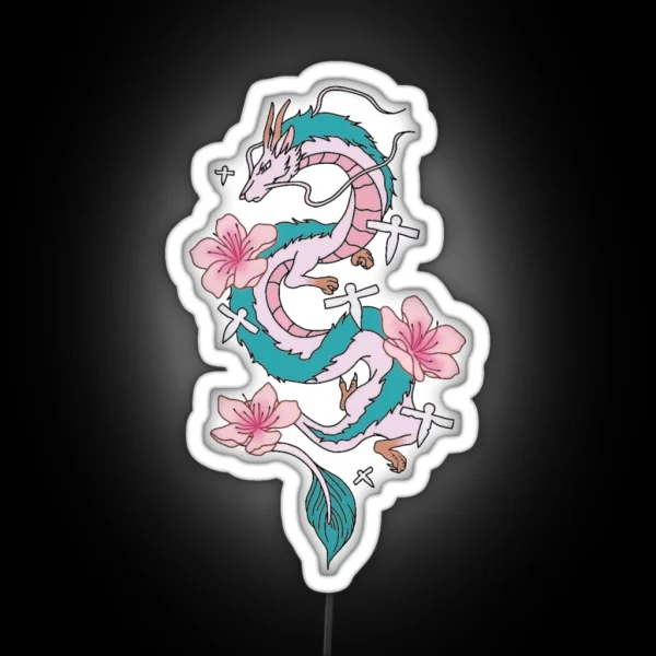 Chihiro Spirited Away Haku Dragon With Paper RGB Neon Sign