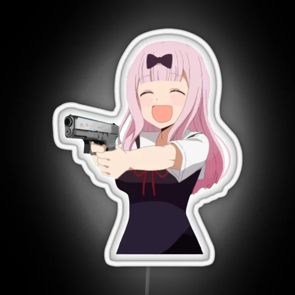 Chika Fujiwara Holds A Gun Anime Girl With A Gun RGB Neon Sign