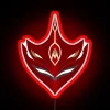 High-energy Genshin Impact Childe's Tartaglia mask with vibrant RGB lighting accents.