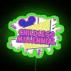 Neon sign for childfree living room decor inspiration and humor.
