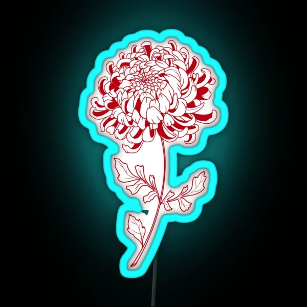 Chinese Chrysanthemum Tattoo Art RGB Neon Sign
