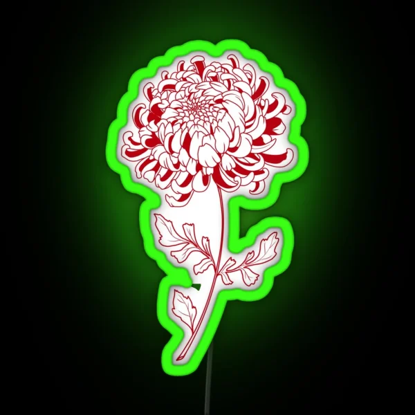 Chinese Chrysanthemum Tattoo Art RGB Neon Sign