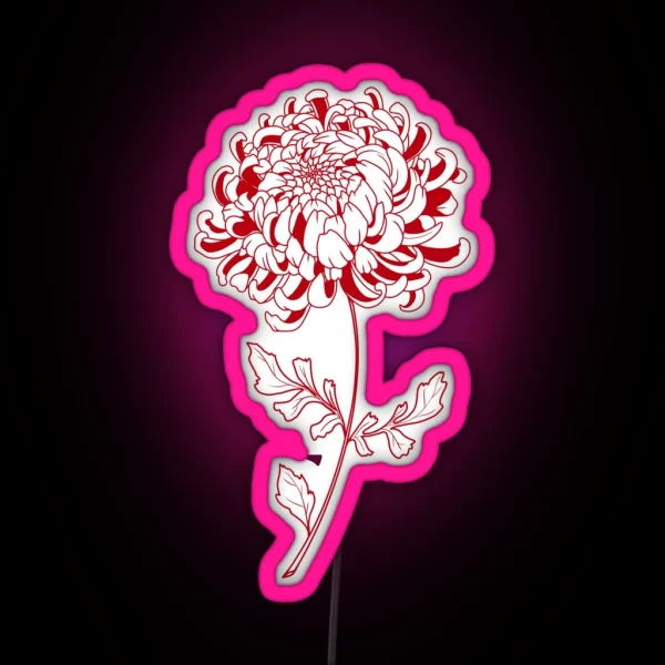 Chinese Chrysanthemum Tattoo Art RGB Neon Sign