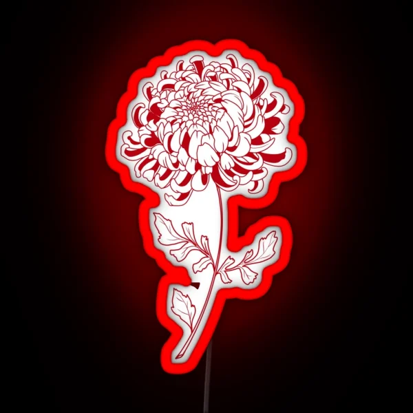 Chinese Chrysanthemum Tattoo Art RGB Neon Sign