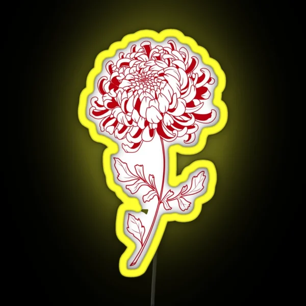 Chinese Chrysanthemum Tattoo Art RGB Neon Sign
